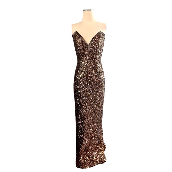 Vintage LILLIE RUBIN Copper Sequin Beaded Strapless Gown Sz 2 VTG 6 - Picture 4 of 17